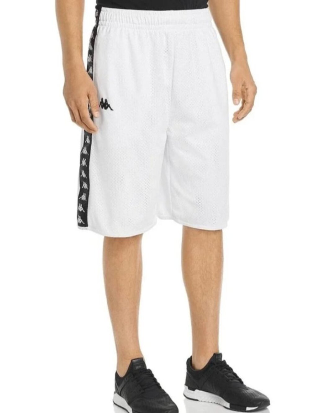 Kappa Banda White Athletic Shorts Black Logo Tape Men's Medium